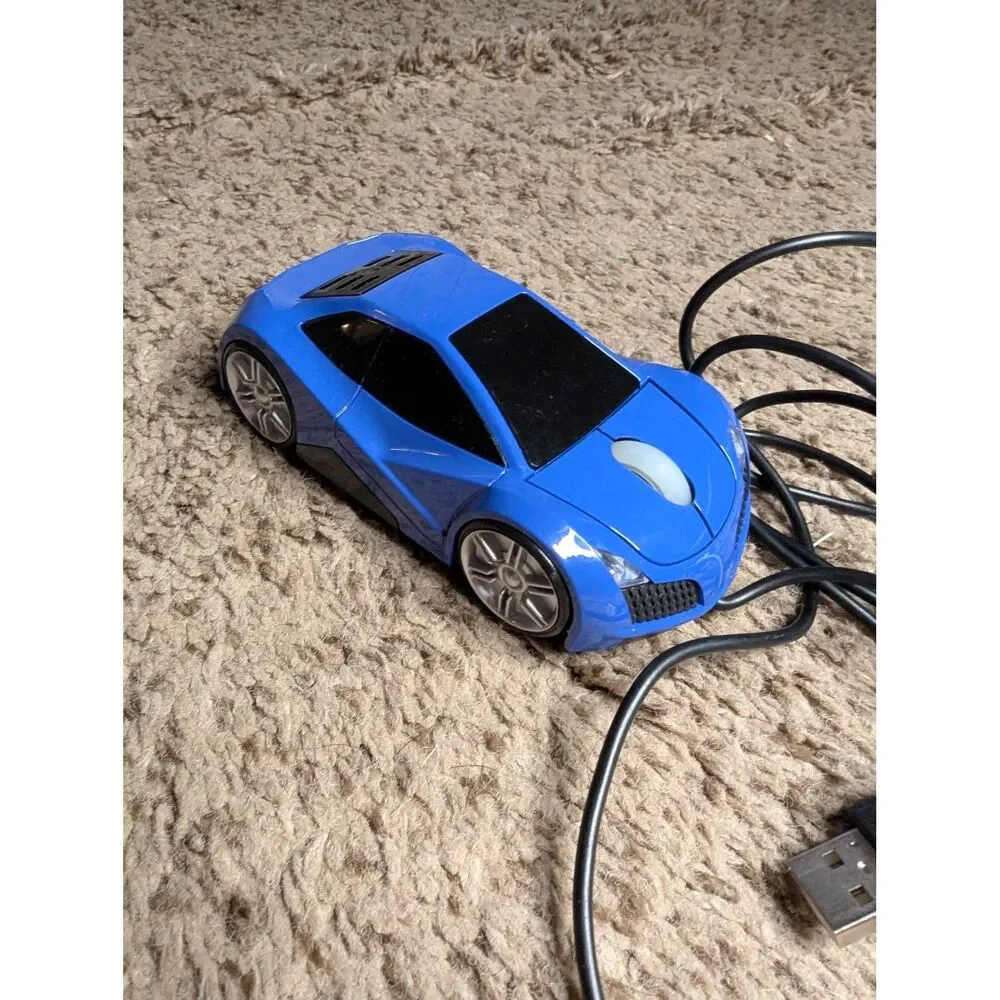 Blue Sports Car Wired USB Computer Mouse Novelty Desktop